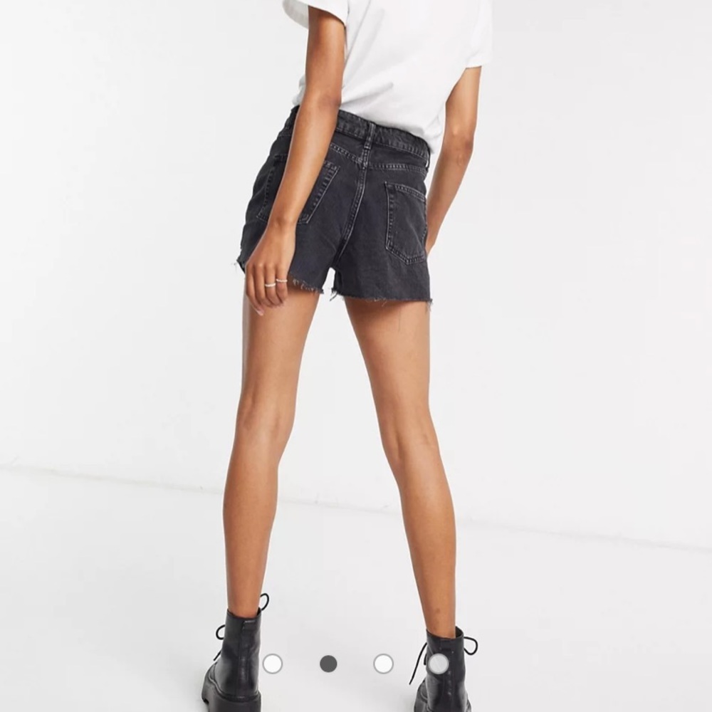 Topshop Denim Rip Shorts in Black
